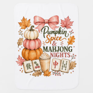 Pumpkin Spice Mahjong Nights Baby Blanket
