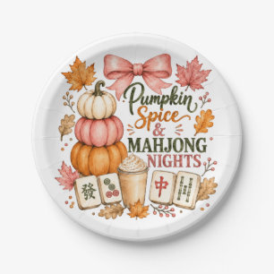 Pumpkin Spice Mahjong Nights Paper Plates