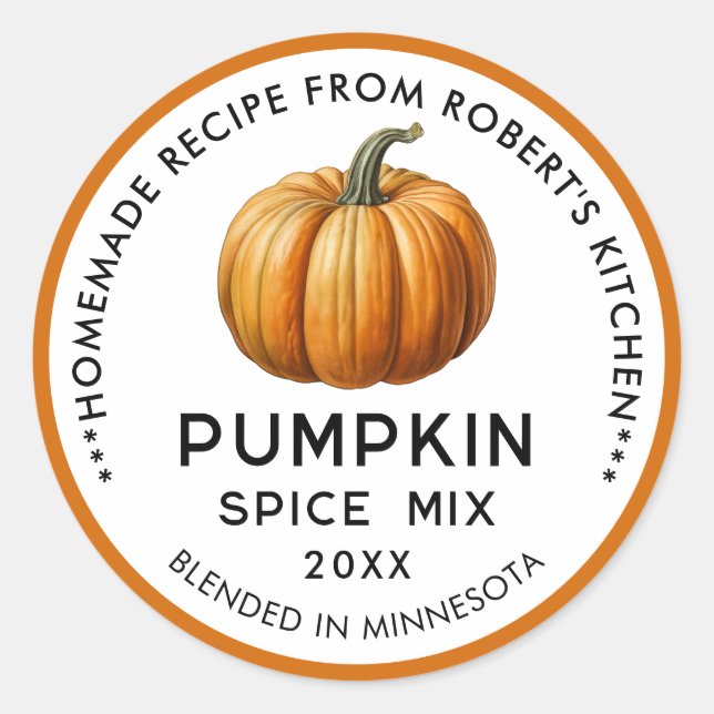 Pumpkin spice mix labels in orange (Front)