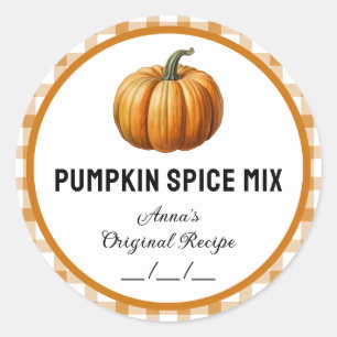 Pumpkin spice mix with checkered pattern label