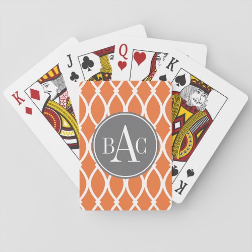 Pumpkin Spice Monogrammed Barcelona Print Playing Cards