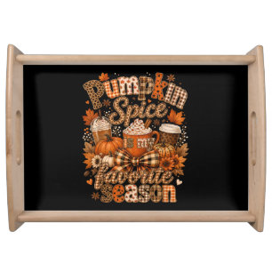 Pumpkin Spice My Favorite Season Autumn Latte Serving Tray