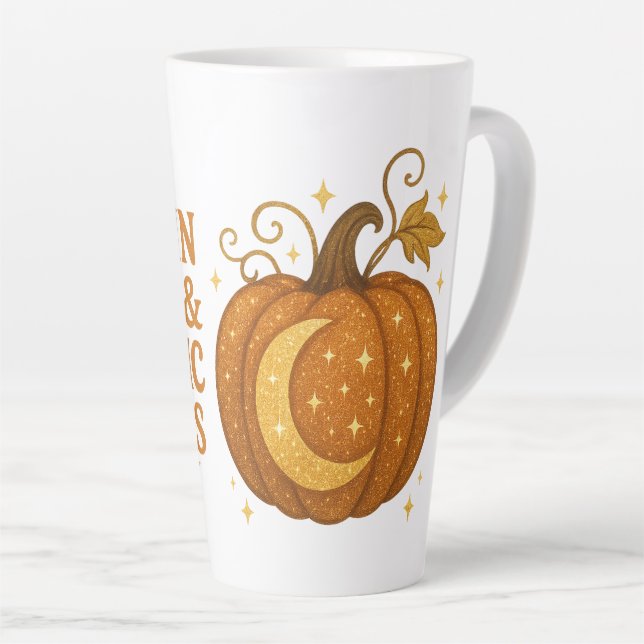 Pumpkin Spice & Mystic Nights Glitter Latte Mug (Right Angle)