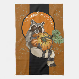 Pumpkin Spice! On a Roll Pumpkin Raccoon Kitchen Towel