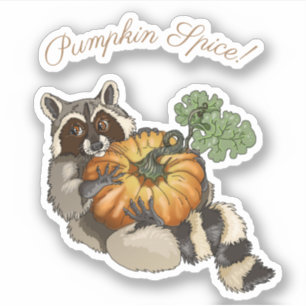Pumpkin Spice! On a Roll Pumpkin Raccoon Sticker
