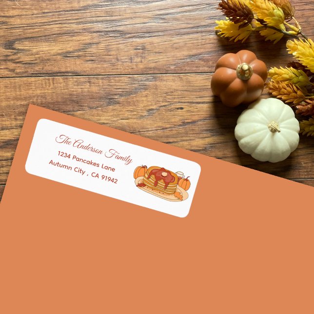 Pumpkin Spice Pancakes White Return Address Labels (Pumpkin spice pancakes white return address label)