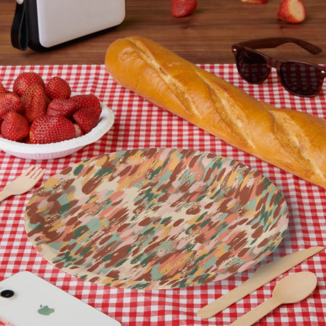 Pumpkin Spice Pattern Paper Plates (Picnic)