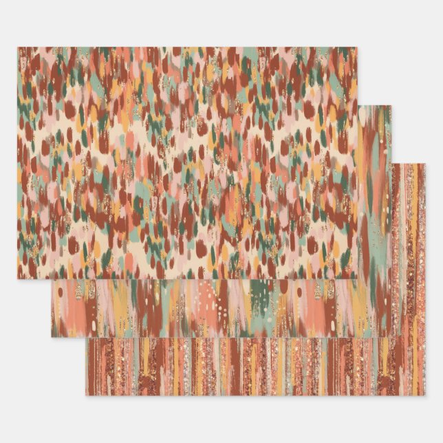 Pumpkin Spice Pattern Wrapping Paper Sheets (Set)