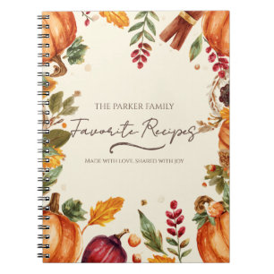 Pumpkin Spice Personalized Family Recipe Notebook