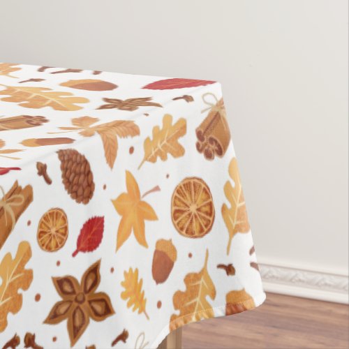 Pumpkin spice pie autumn forest leaves  tablecloth