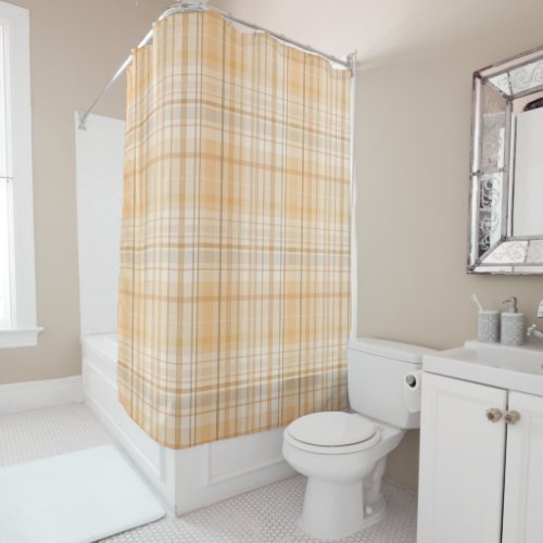 Pumpkin Spice Plaid Fall Pattern Shower Curtain