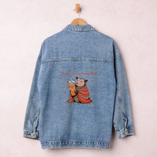 Pumpkin Spice & Playing Dead Funny Opossum Fall Denim Jacket