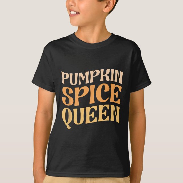 Pumpkin Spice Queen PSL Coffee Lover Retro Fall Au T-Shirt (Front)