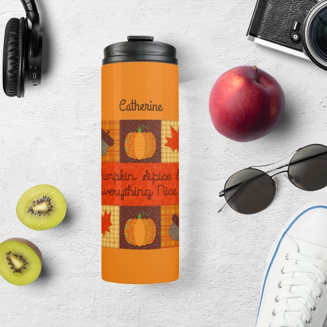 Pumpkin Spice Quilt Collage Personalized Thermal Tumbler (Creator Uploaded)