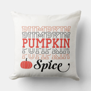 Pumpkin Spice Repeated Text - Autumn Design Throw Pillow