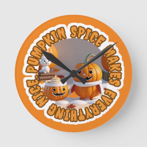 pumpkin spice round clock