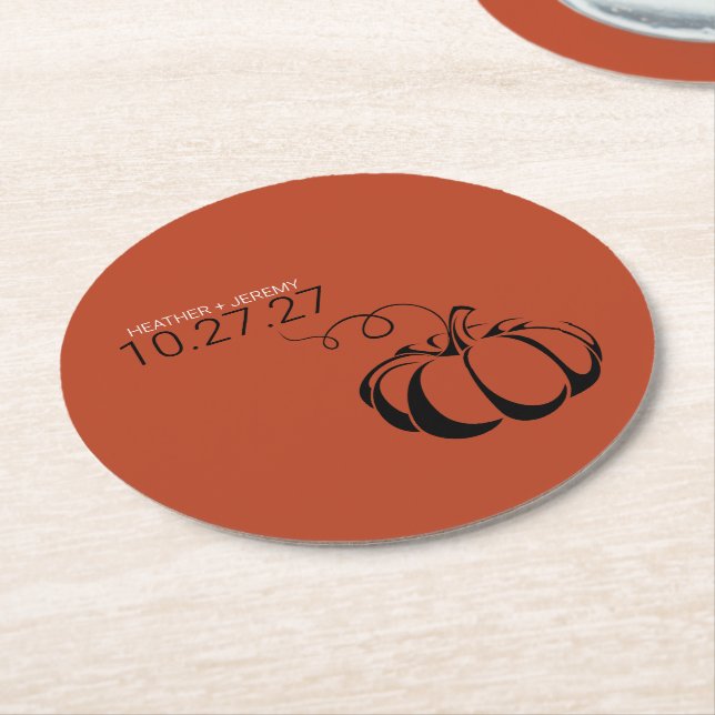 Pumpkin Spice Round Paper Coaster (Angled)