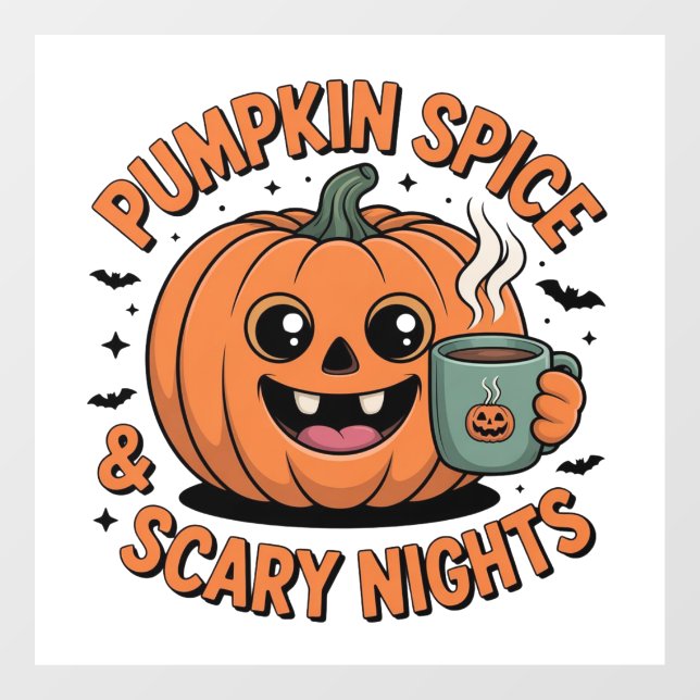 Pumpkin Spice & Scary Nights | Cute Halloween Wind Window Cling (Sheet)
