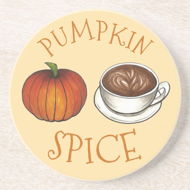 Pumpkin Spice Season Autumn Coffee Latte Fall Sandstone Coaster (Front)
