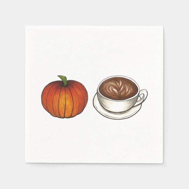 Pumpkin Spice Season Coffee Latte Autumn Fall Paper Napkins (Front)
