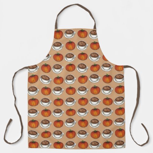 Pumpkin Spice Season Coffee Latte Harvest Pumpkins Apron