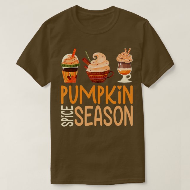 Pumpkin Spice Season Fall Autumn Cute Latte Hallow T-Shirt (Design Front)