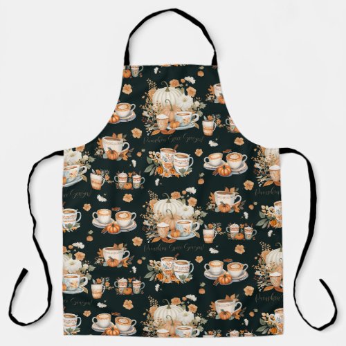 Pumpkin Spice Season Floral Latte Coffee Mug  Apron