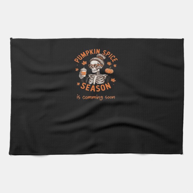 Pumpkin Spice Season is Comming Soon Halloween Fal Kitchen Towel (Horizontal)