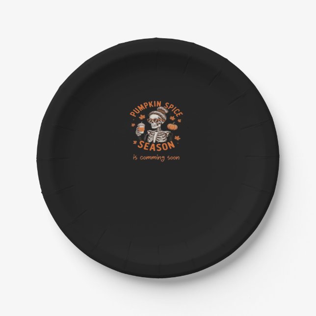 Pumpkin Spice Season is Comming Soon Halloween Fal Paper Plates (Front)