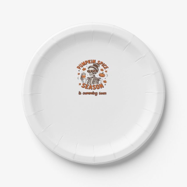 Pumpkin Spice Season is Comming Soon Halloween Fal Paper Plates (Front)