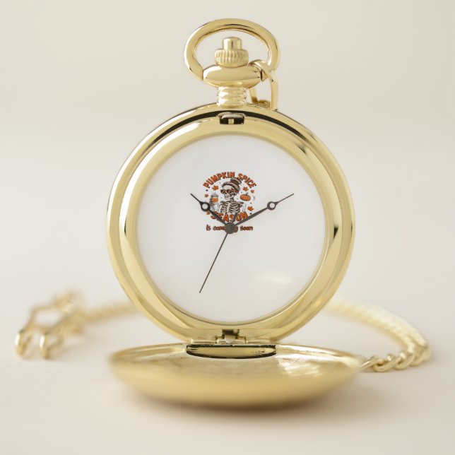 Pumpkin Spice Season is Comming Soon Halloween Fal Pocket Watch (Inside)