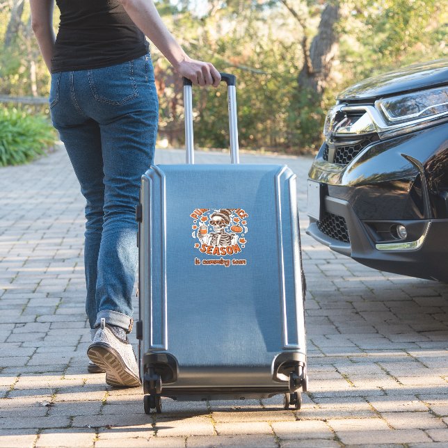Pumpkin Spice Season is Comming Soon Halloween Fal Sticker (Suitcase Insitu)
