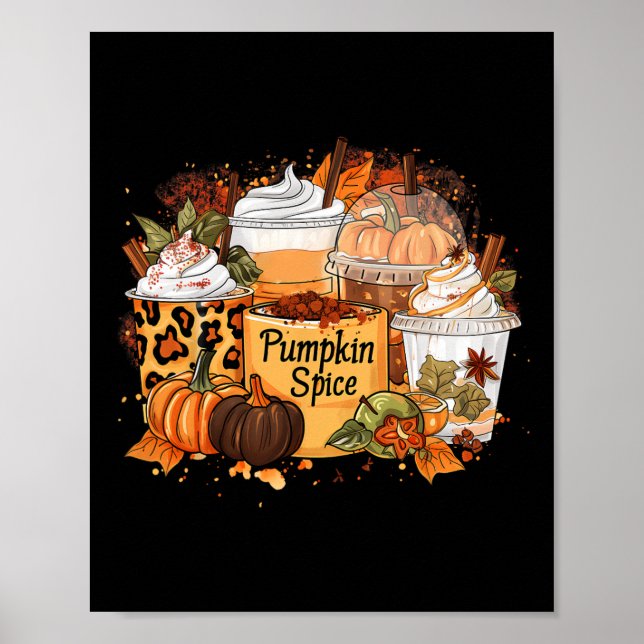 Pumpkin Spice Season Latte Coffee Lover Fall Thank Poster (Front)