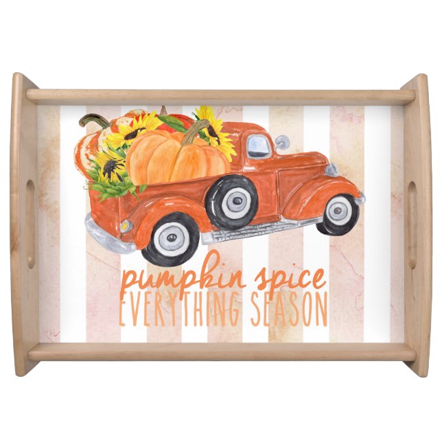Pumpkin Spice Season Orange Truck Serving Tray (Front)