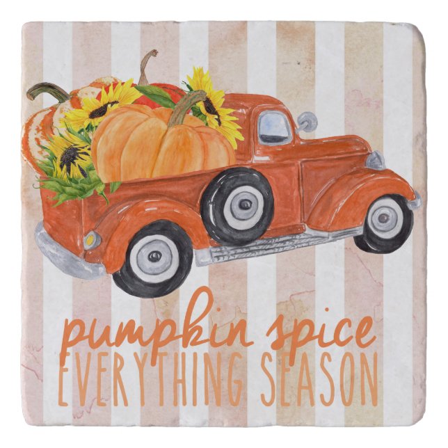 Pumpkin Spice Season Orange Truck Trivet (Front)