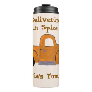 Pumpkin Spice Season PERSONALIZE Handpainted Truck Thermal Tumbler