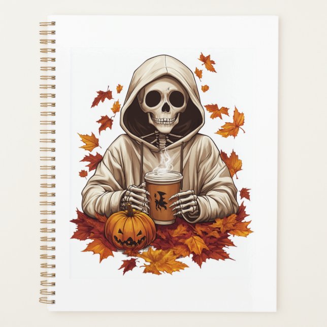  Pumpkin Spice Skeleton Planner (Front)