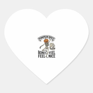 Pumpkin Spice Skeleton Vintage Halloween Dance Shi Heart Sticker
