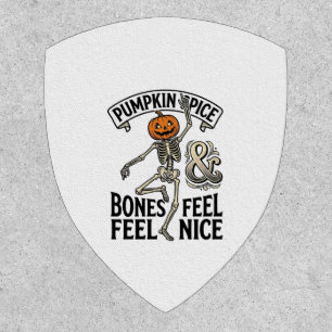 Pumpkin Spice Skeleton Vintage Halloween Dance Shi Patch