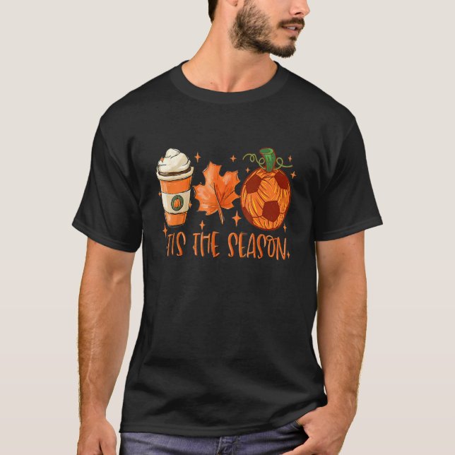 Pumpkin Spice Soccer Ball Tis The Season Fall Than T-Shirt (Front)