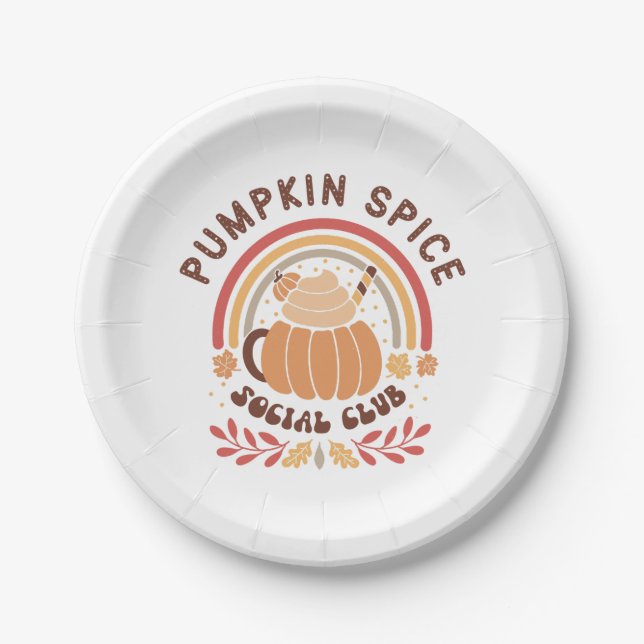 Pumpkin Spice Social Club – Cute Fall PSL  Paper Plates (Front)