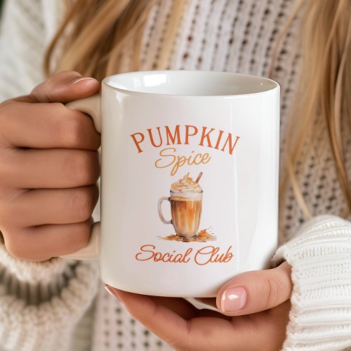 Pumpkin Spice Social Club Watercolor FallAutumn Coffee Mug