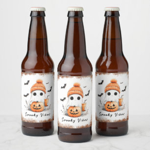 Pumpkin Spice Spooky Vibes Personalized Beer Bottle Label
