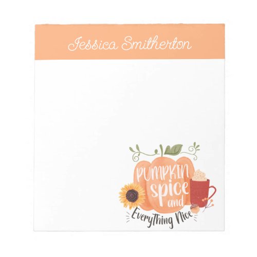 Pumpkin Spice Sunflowers Coffee Name Notepad