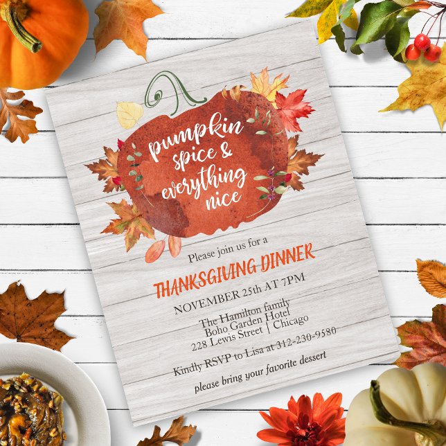 Pumpkin Spice Thanksgiving Budget Gray  Invitation (Creator Uploaded)