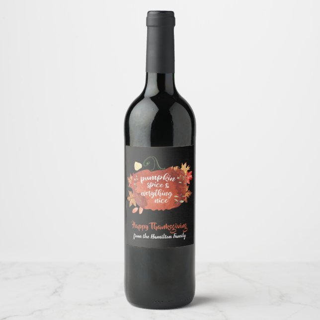 Pumpkin Spice Thanksgiving Dinner Wine Label (Front)