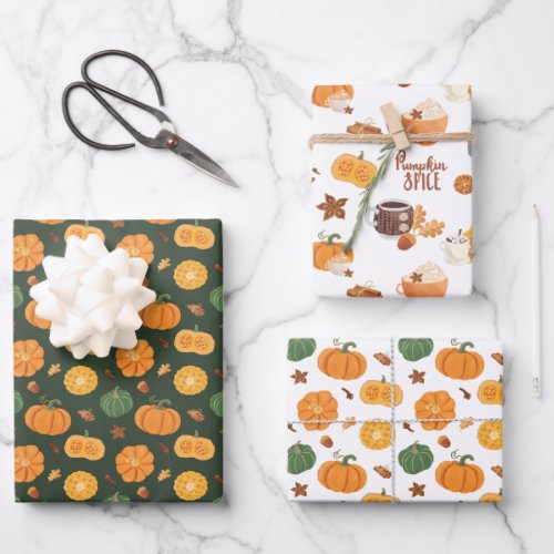Pumpkin spice Thanksgiving Halloween orange Wrappi Wrapping Paper Sheets