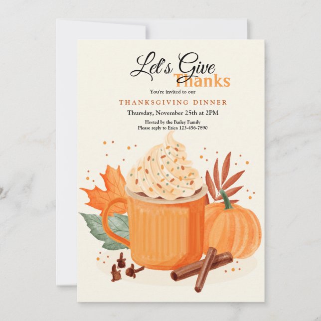 Pumpkin Spice Thanksgiving Invitation (Front)