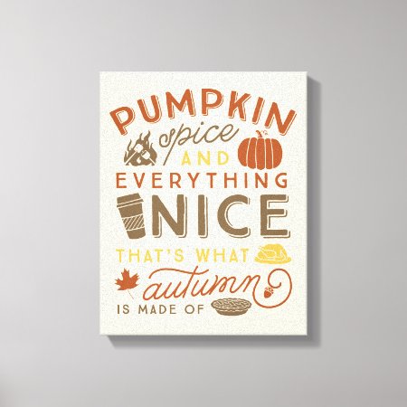 Pumpkin Spice Typographic Autumn Art Canvas Print