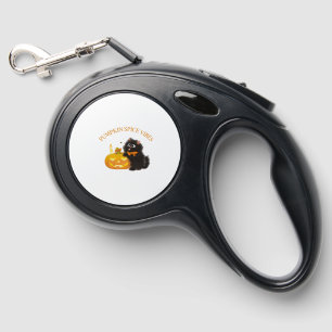 Pumpkin Spice Vibes, Halloween, black cat, pumpkin Retractable Pet Leash